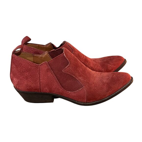 Lucky Brand Red Suede Leather Ankle Boots Women’s Size 7 Western Boho Booties - Picture 1 of 8